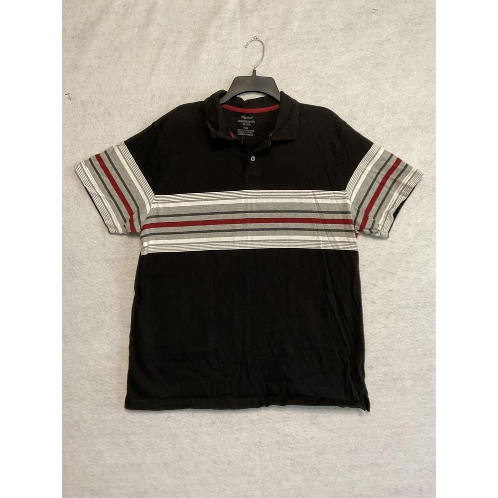 Canyon River Blues Polo Shirt Mens XL Black Gray Red Striped Cotton Short Sleeve - Picture 1 of 7